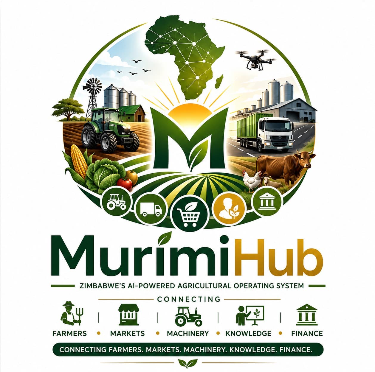 MurimiHub — Zimbabwe's AI-Powered Agricultural Operating System. Connecting Farmers, Markets, Machinery, Knowledge, and Finance.